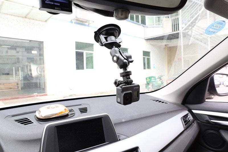 QwadConnect Suction Cup Mount Kit with 1" Double Ball Arm and Universal Camera/Tripod Mount