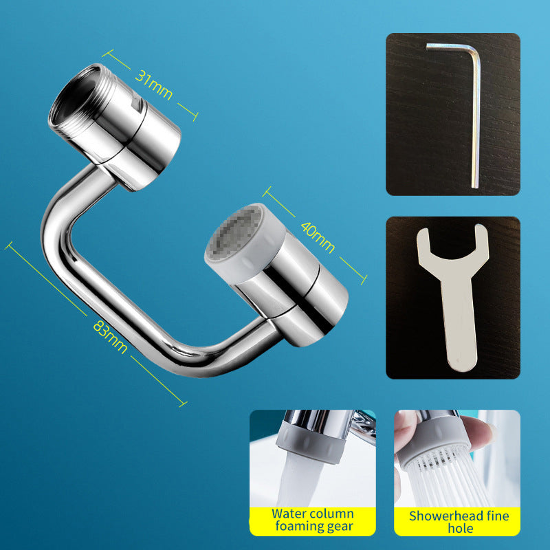 FlexyFlow Universal Faucet Extension with 180-Degree Rotation and Dual Spray Modes