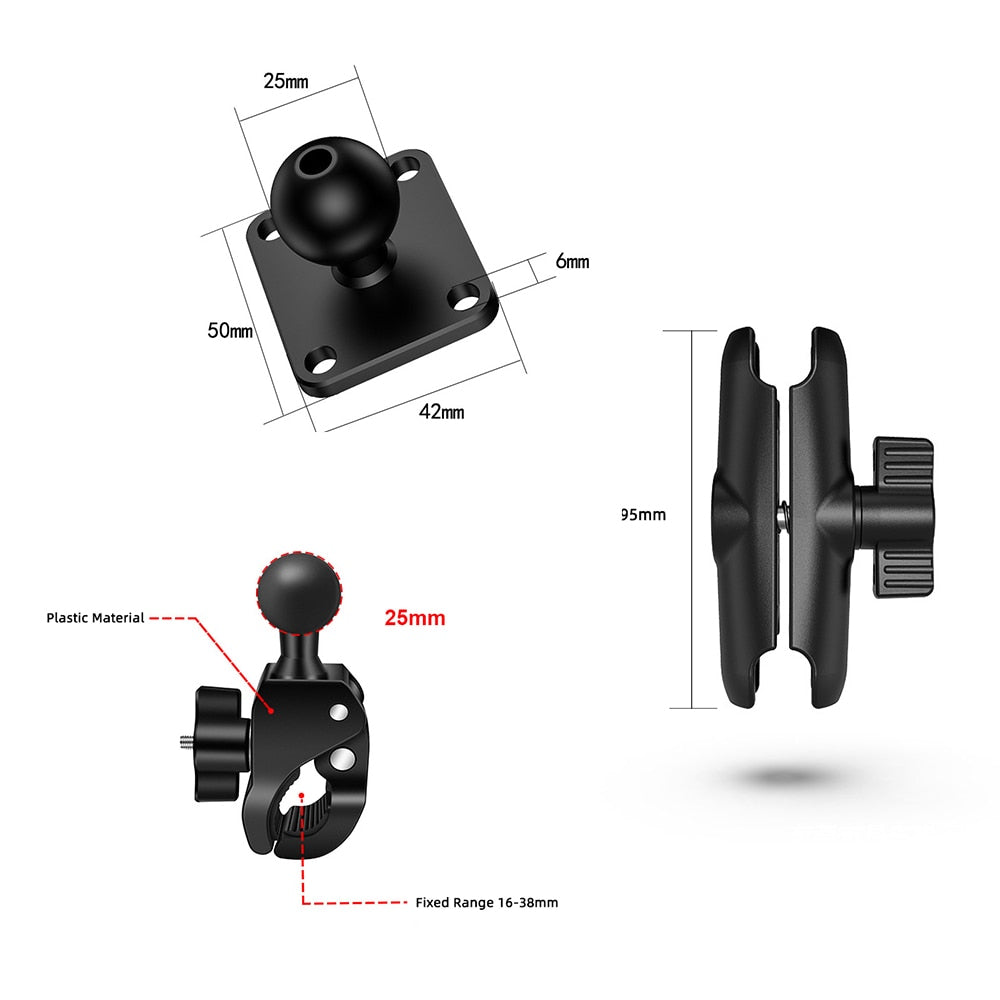 QwadClaw Double Socket Arm Mounting system KIT with Post Clamp and extra Base Adapter's (square circle or diamond)