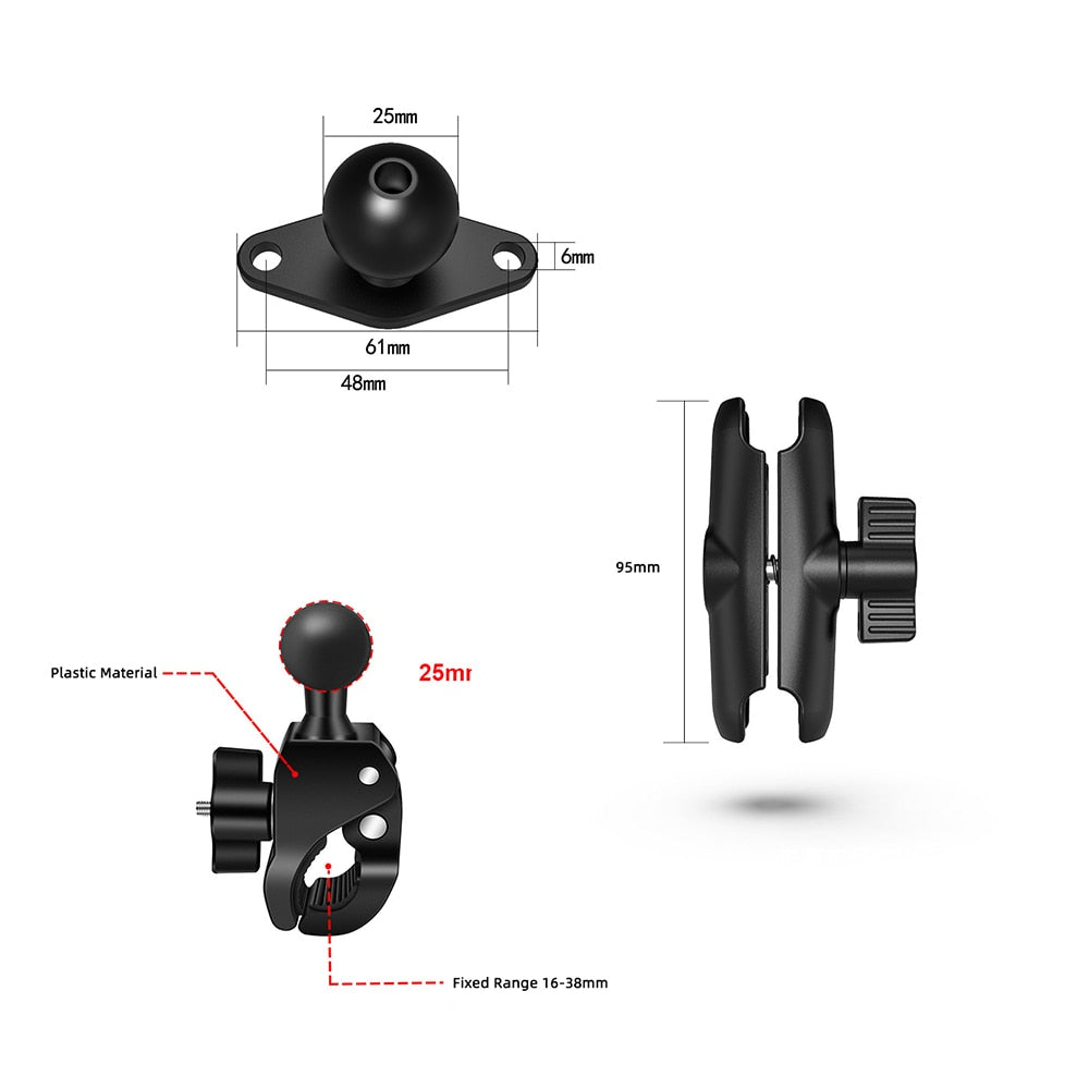 QwadClaw Double Socket Arm Mounting system KIT with Post Clamp and extra Base Adapter's (square circle or diamond)