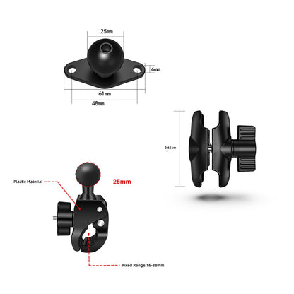 QwadClaw Double Socket Arm Mounting system KIT with Post Clamp and extra Base Adapter's (square circle or diamond)